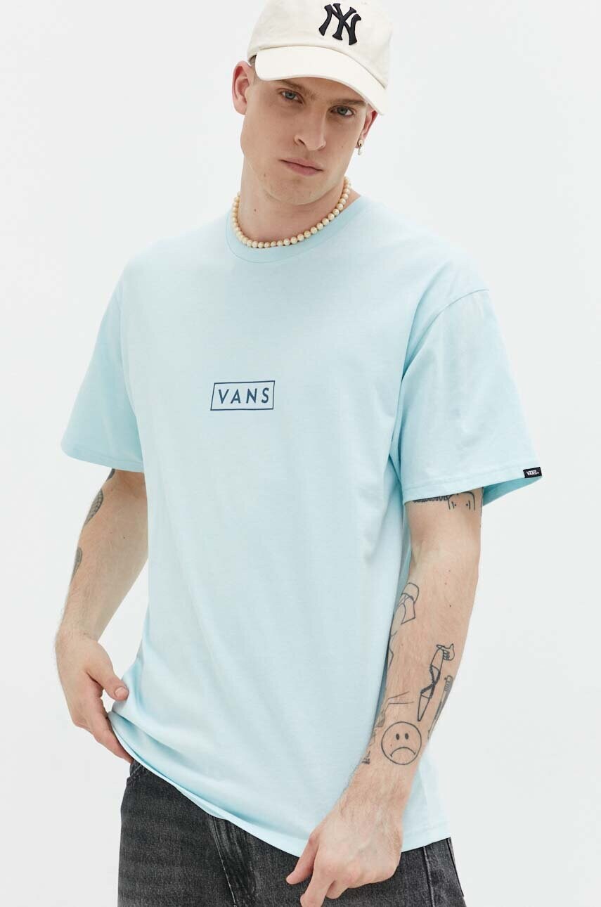 

Памучна тениска Vans в тюркоазено с принт, Тюркоазен