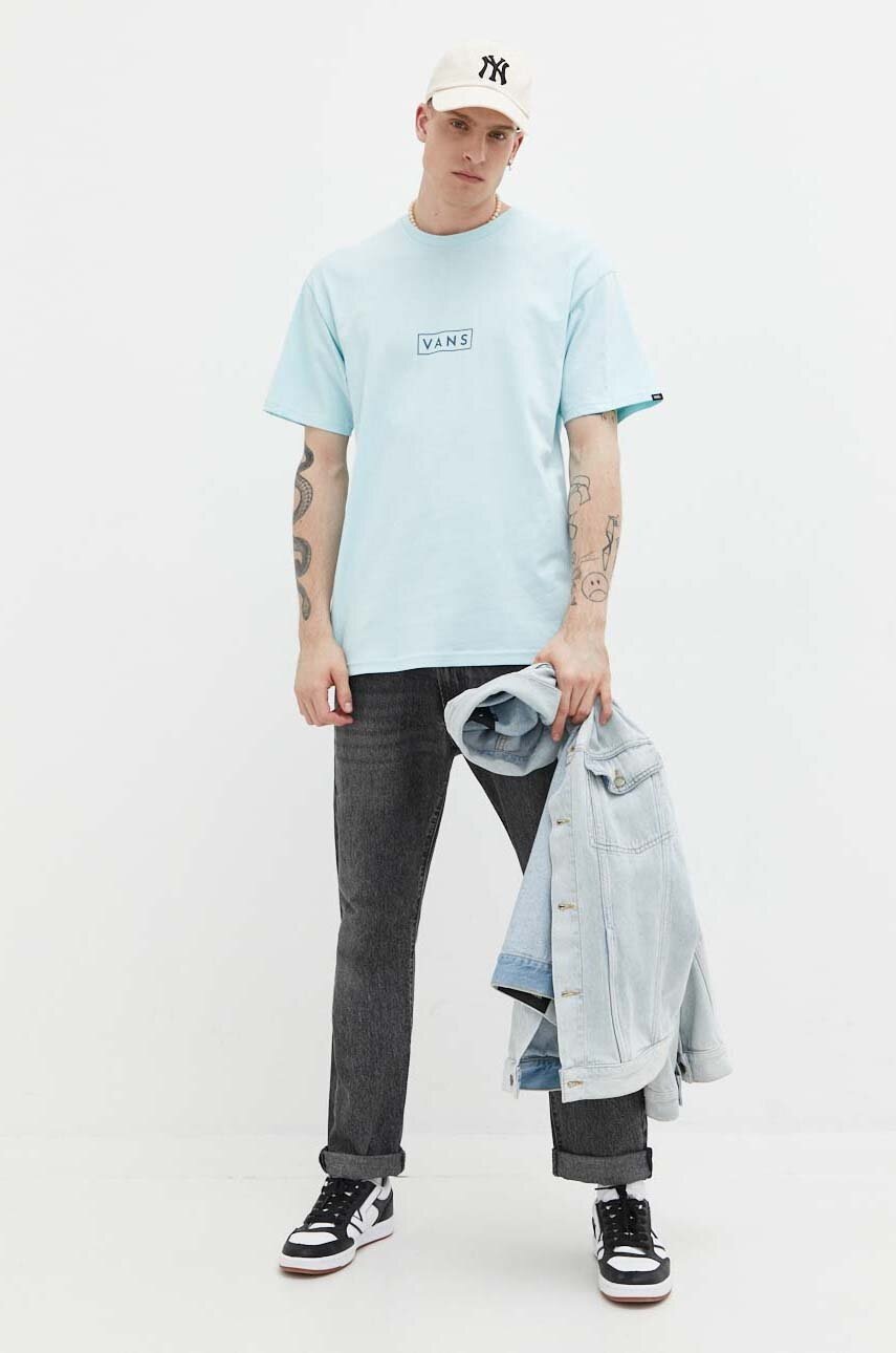 

Хлопковая футболка Vans цвет бирюзовый с принтом