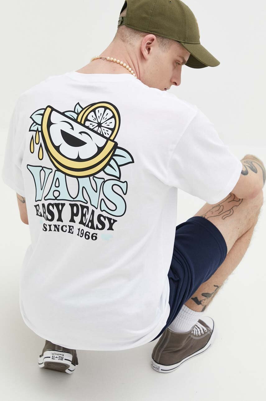 

Хлопковая футболка Vans цвет белый с принтом