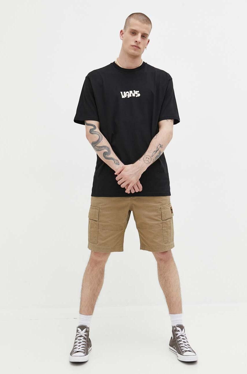 

Бавовняна футболка Vans колір чорний з принтом