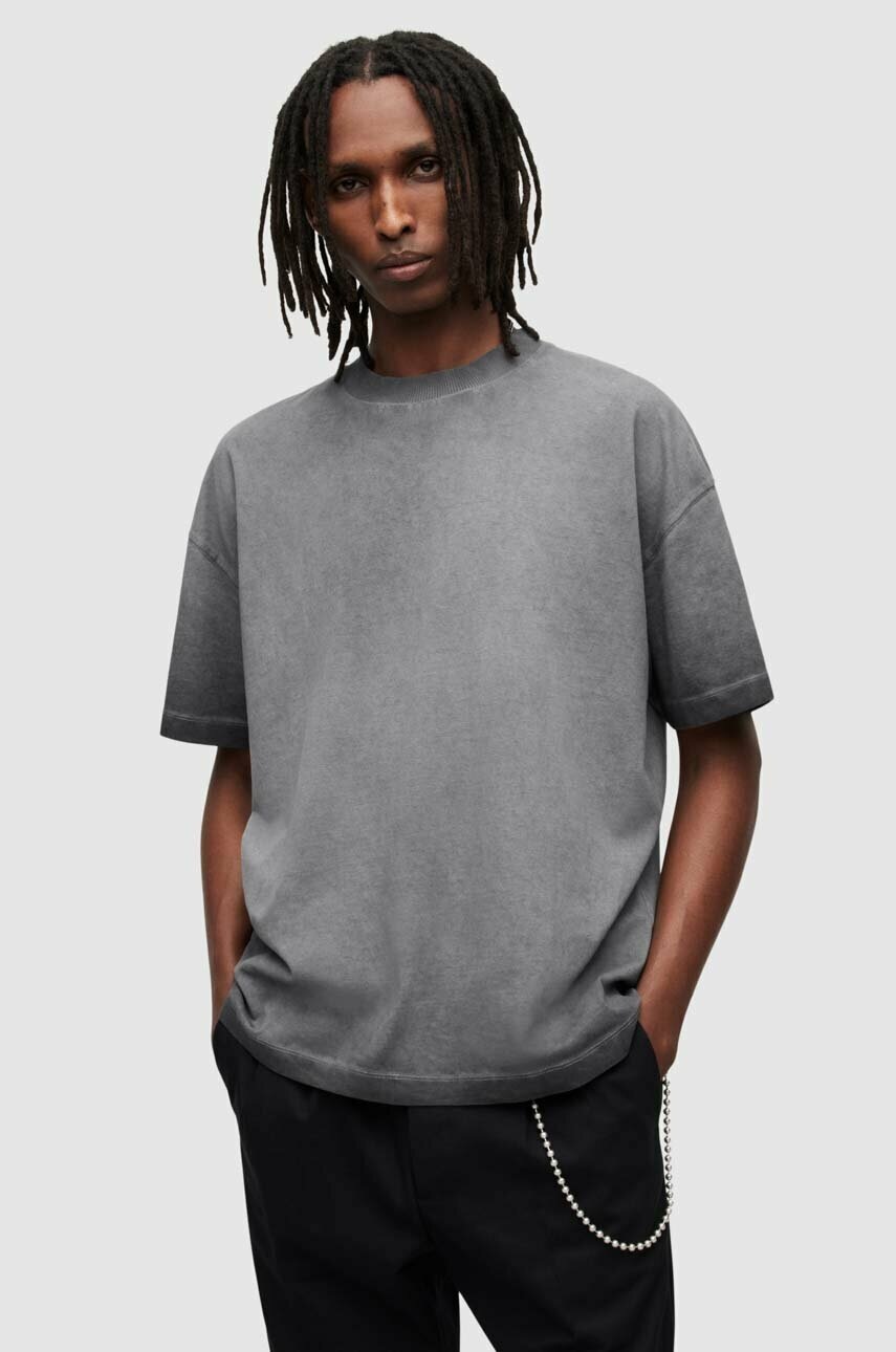 

Хлопковая футболка AllSaints цвет чёрный однотонный