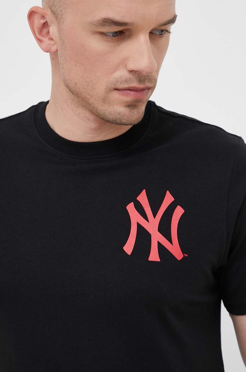 Βαμβακερό μπλουζάκι 47 brand MLB New York Yankees χρώμα: μαύρο φωτογραφία