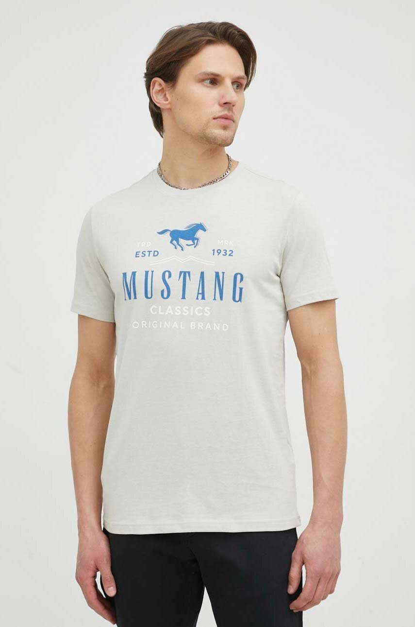 

Хлопковая футболка Mustang Style Alex C Print цвет серый с принтом