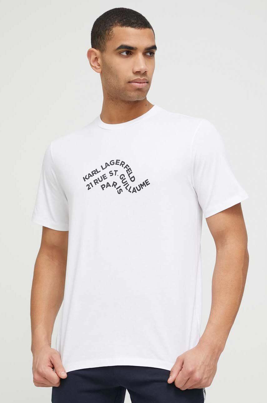 Bavlněné tričko Karl Lagerfeld bílá barva - bílá -  100 % Organická bavlna