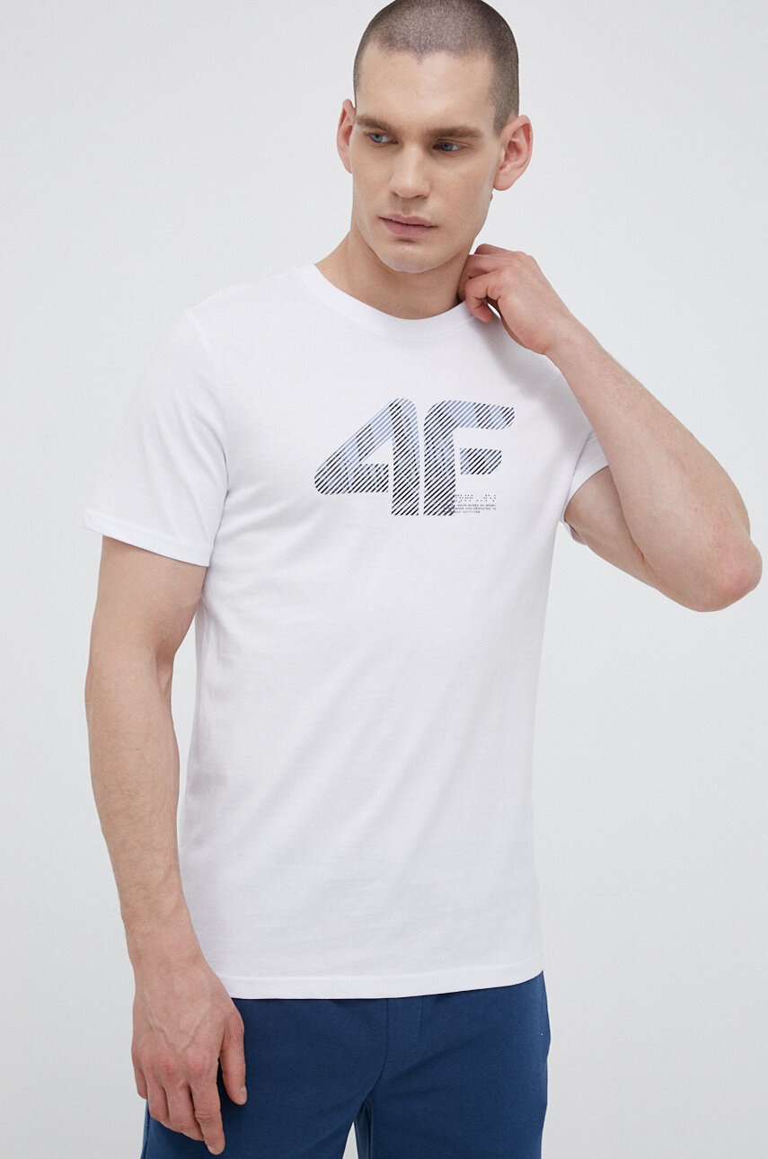 

Хлопковая футболка 4F цвет белый с принтом