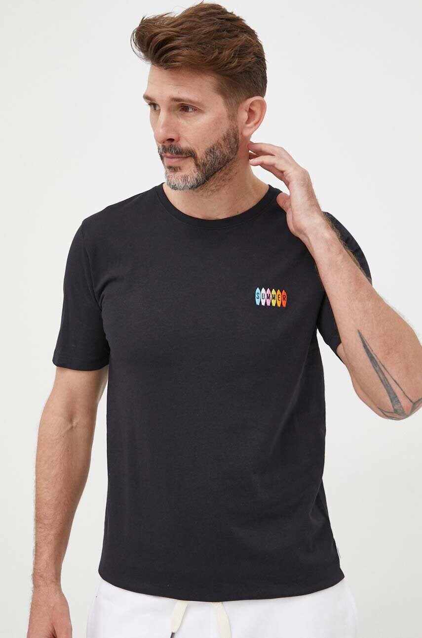 Lindbergh tricou din bumbac culoarea negru, cu imprimeu