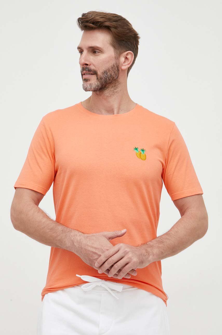 Bavlněné tričko Lindbergh oranžová barva, s aplikací - oranžová -  100 % Bavlna