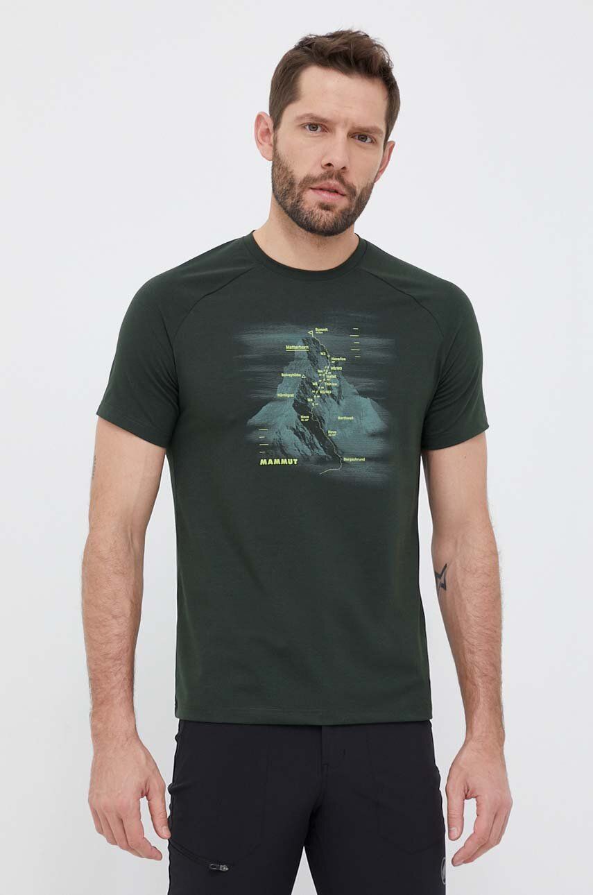 Sportovní tričko Mammut Mountain Hörnligrat zelená barva, s potiskem - zelená -  81 % Recyklova
