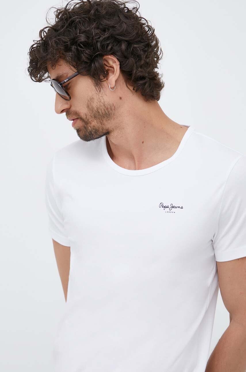 Pepe Jeans Tricou Pepe 2-pack Barbati, Culoarea Alb, Cu Imprimeu