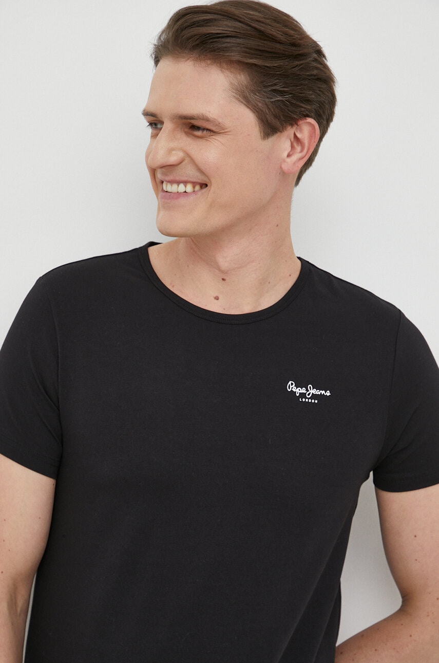 Pepe Jeans tricou 2-pack barbati, culoarea negru, neted