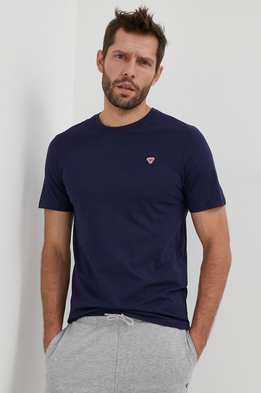 E-shop Bavlněné tričko Hummel tmavomodrá barva