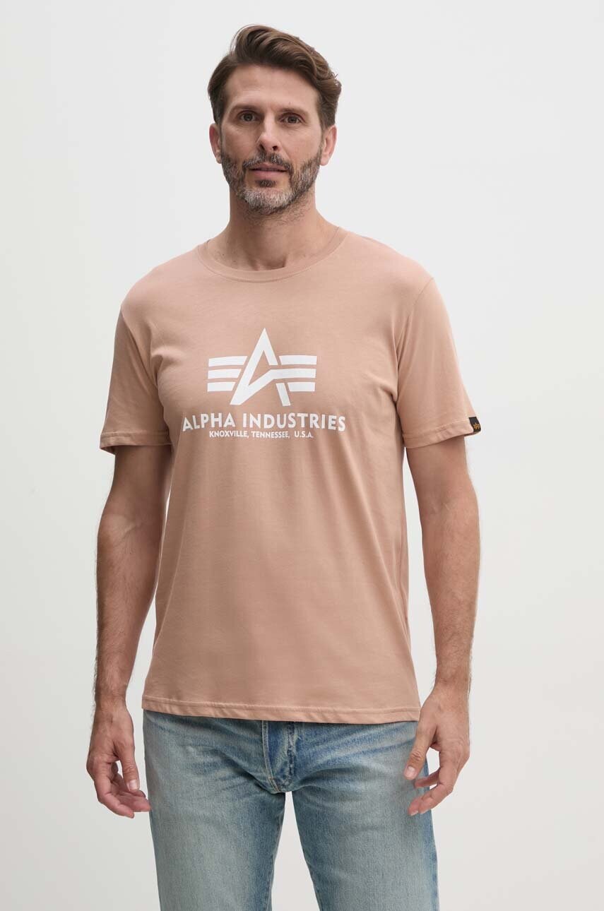 Alpha Industries tricou din bumbac barbati, culoarea portocaliu, cu imprimeu