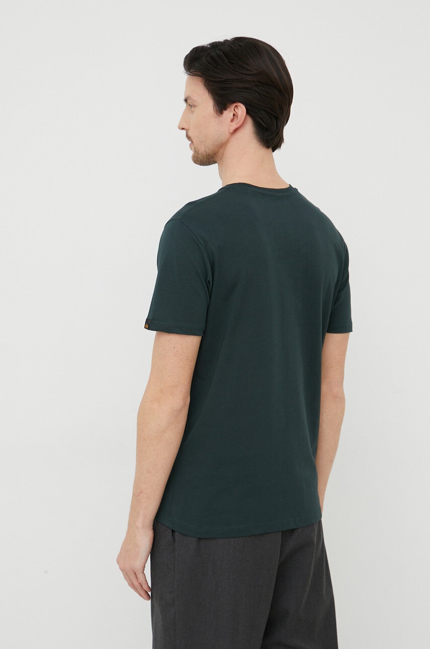 Alpha Industries Tricou Din Bumbac Culoarea Verde, Cu Imprimeu 100501.353-DarkPetrol