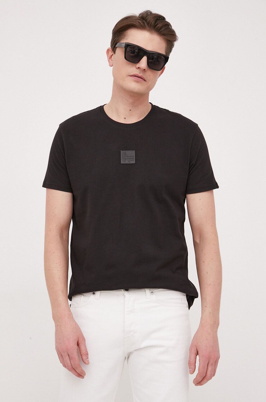 Bavlněné tričko Alpha Industries černá barva - černá -  100 % Bavlna