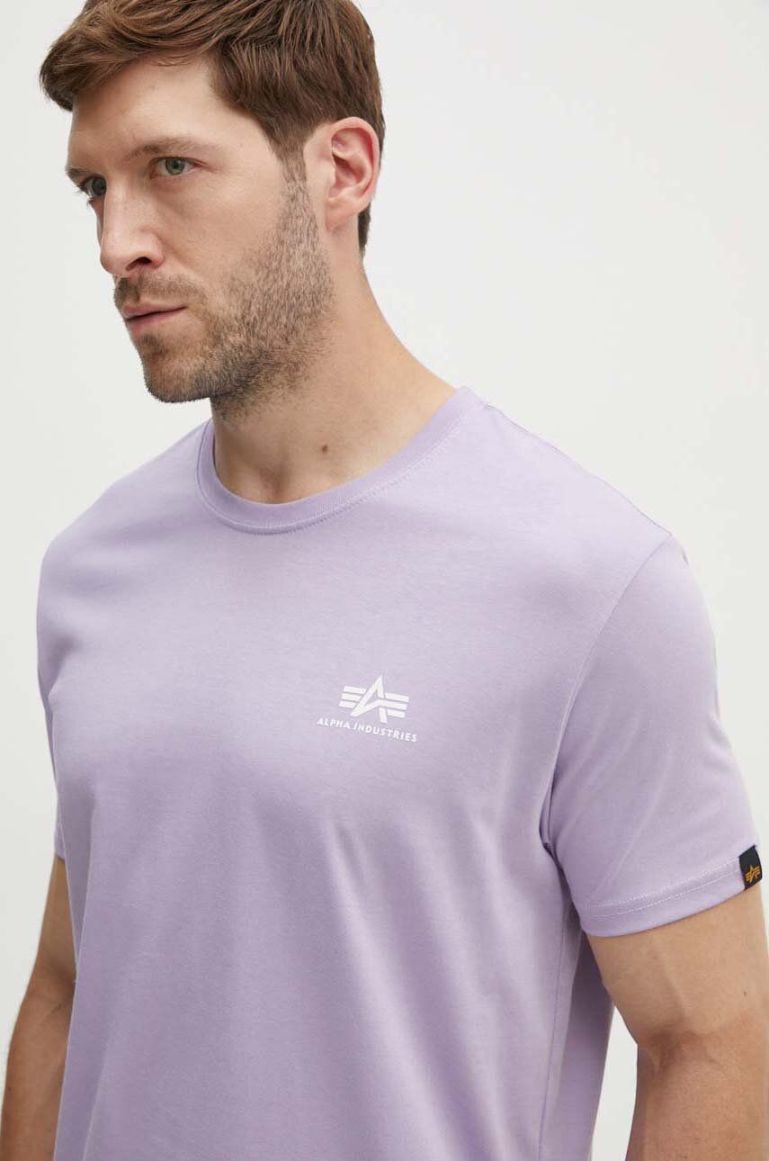 Alpha Industries tricou din bumbac culoarea violet, cu imprimeu