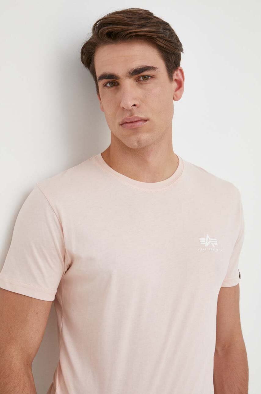 

Хлопковая футболка Alpha Industries цвет розовый с принтом 188505.640-PalePeach