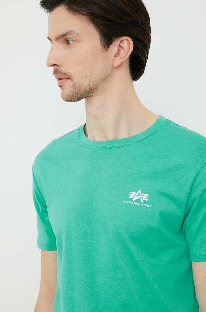 Bavlněné tričko Alpha Industries tyrkysová barva - tyrkysová -  100 % Bavlna