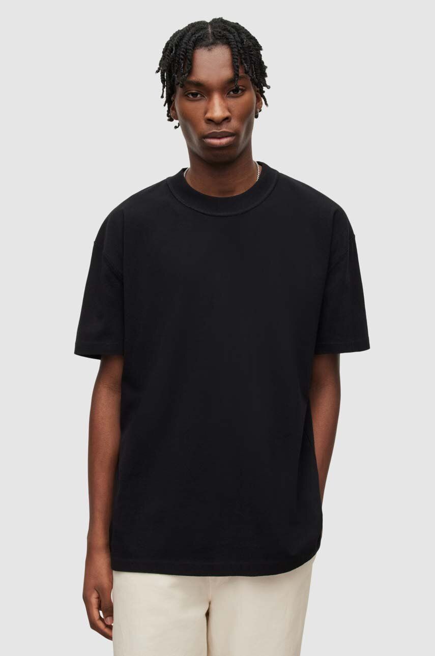 Levně Bavlněné tričko AllSaints černá barva, s potiskem