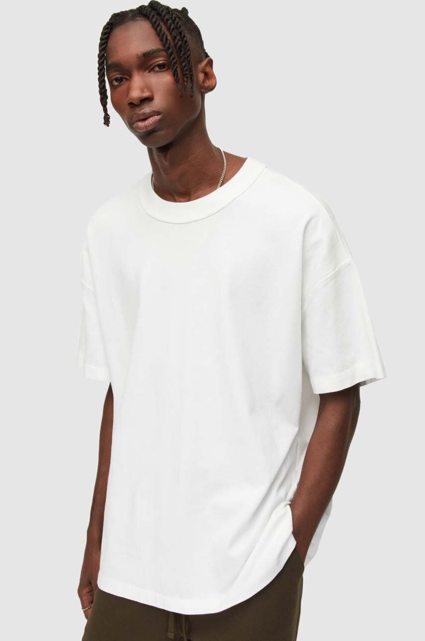 

Хлопковая футболка AllSaints цвет белый однотонный
