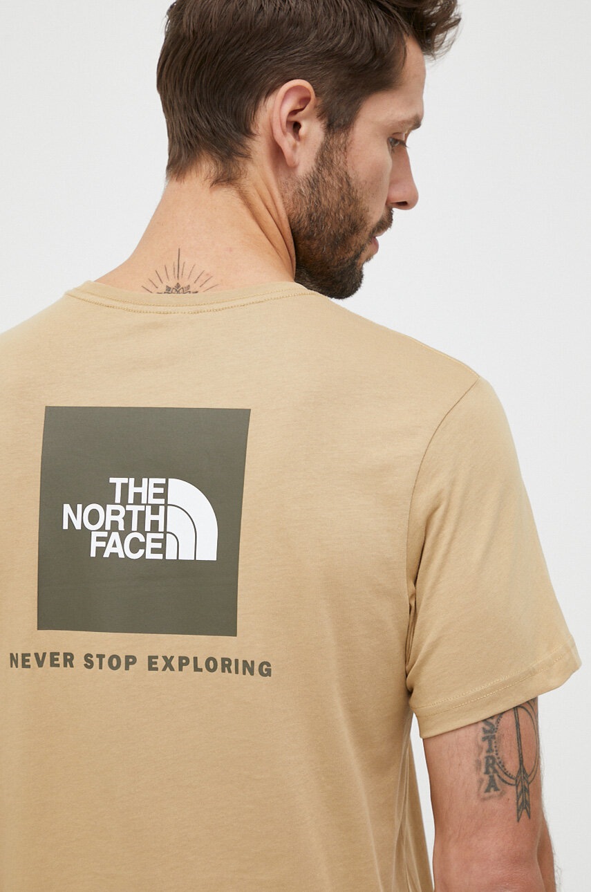 

Хлопковая футболка The North Face цвет бежевый с принтом