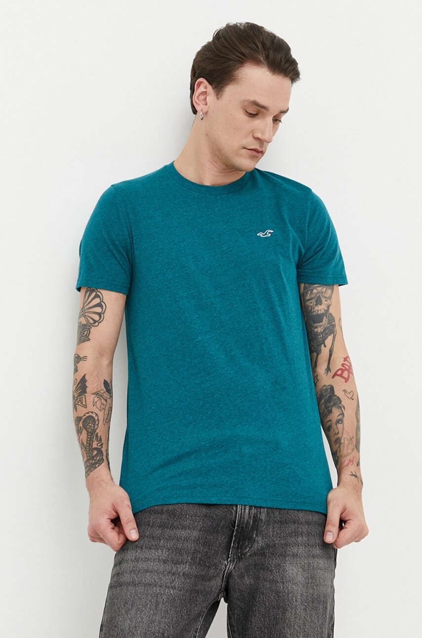 

Тениска Hollister Co. в тюркоазено меланж на, Тюркоазен