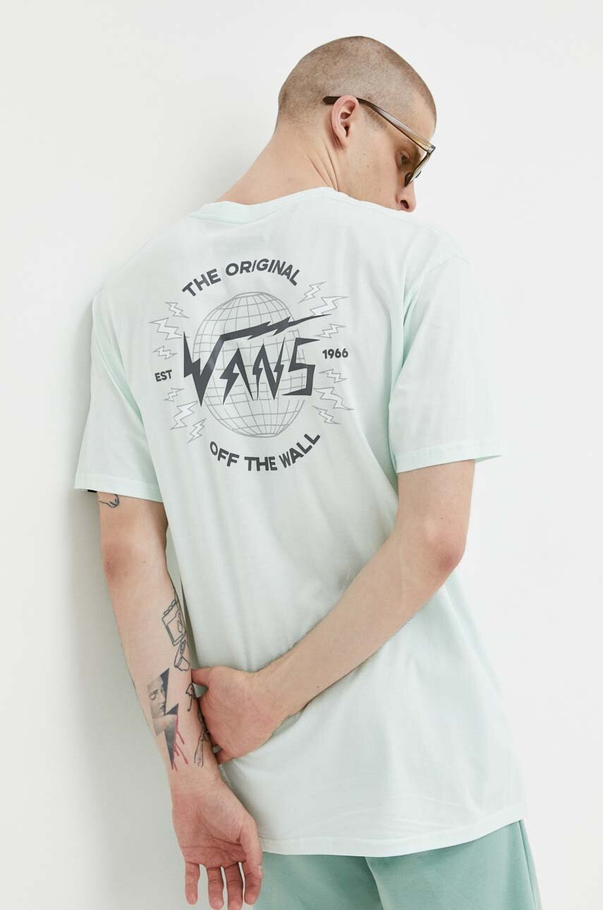 

Бавовняна футболка Vans колір зелений з принтом