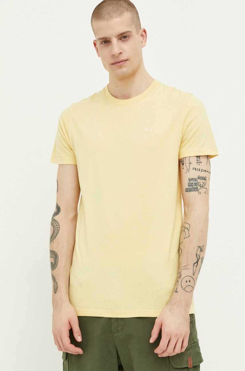 Bavlněné tričko Hollister Co. žlutá barva - žlutá -  100 % Bavlna