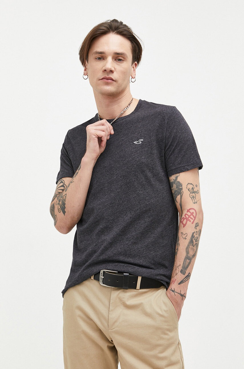

Тениска Hollister Co. в сиво меланж на, Сив