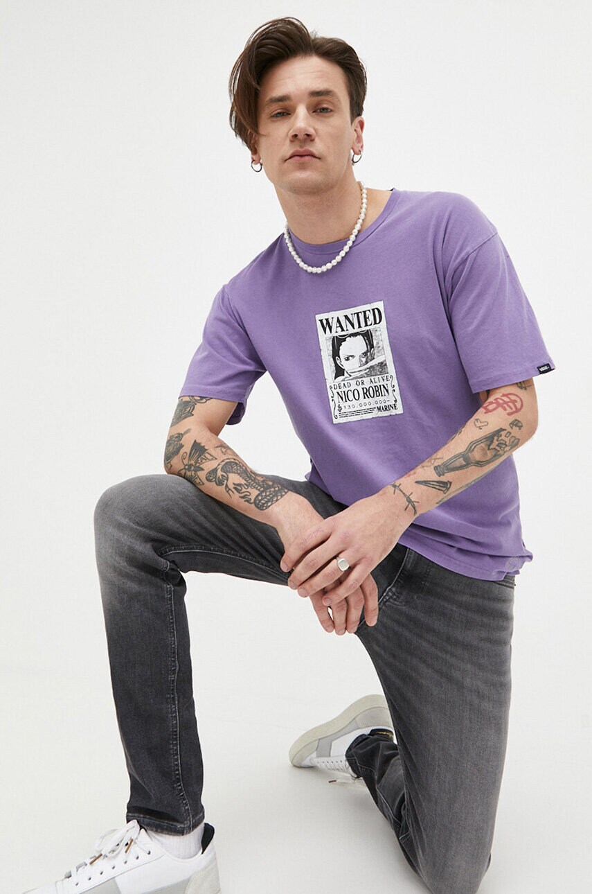 

Хлопковая футболка Vans x One Piece цвет фиолетовый с принтом