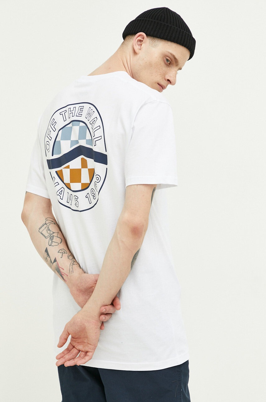 

Хлопковая футболка Vans цвет белый с принтом