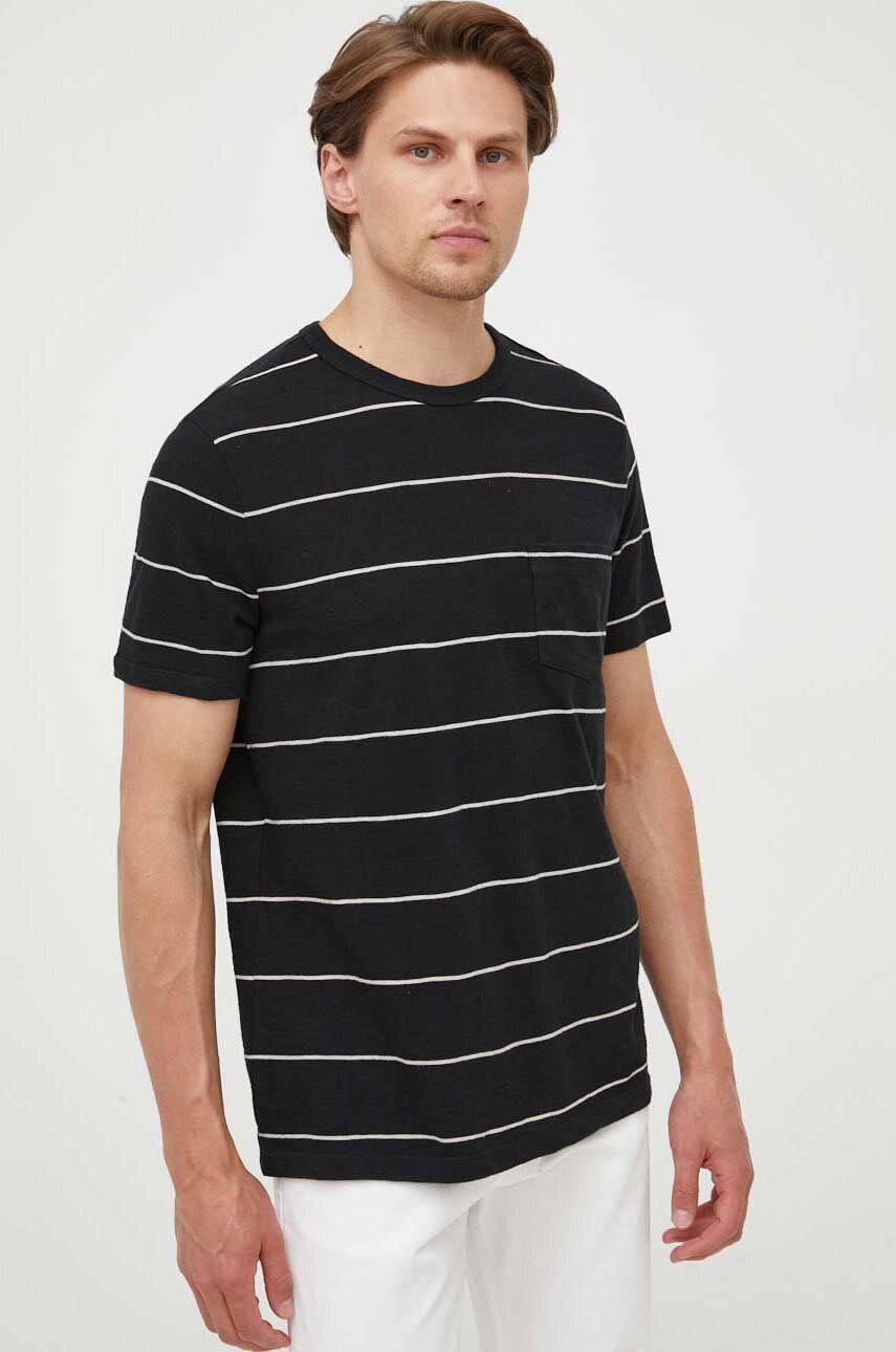 Bavlnené tričko GAP čierna farba, vzorované