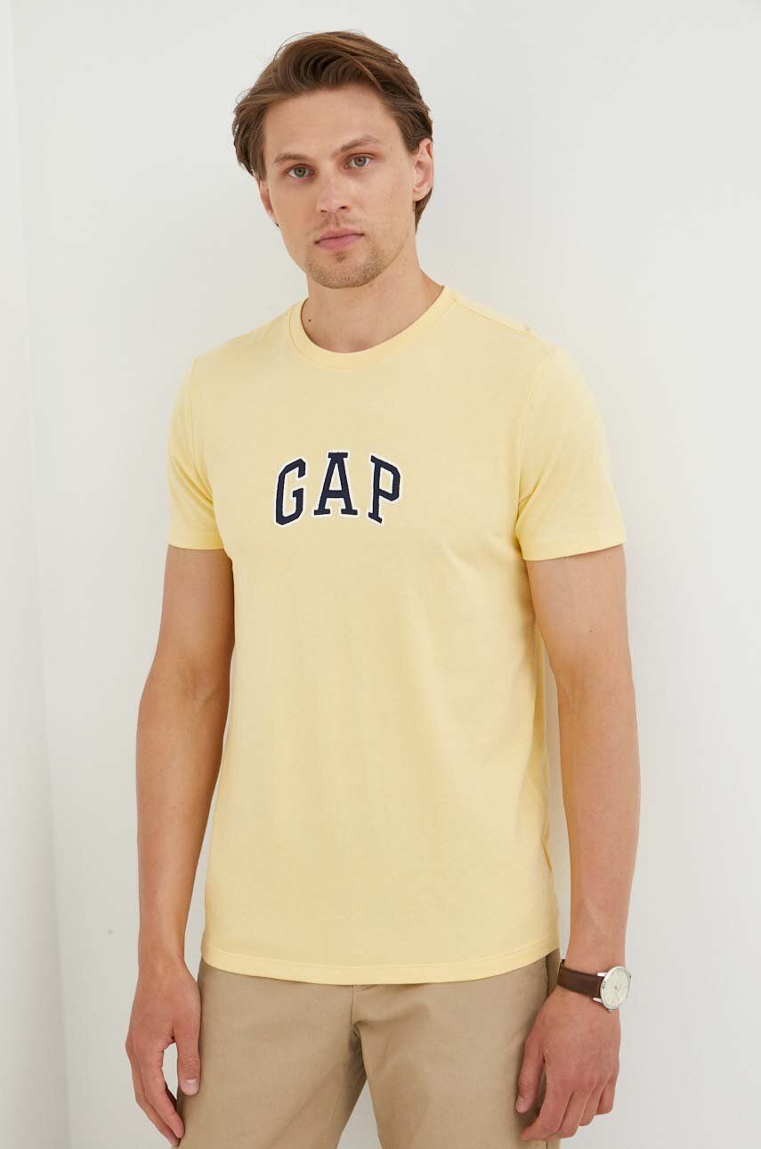 GAP tricou din bumbac culoarea galben, cu imprimeu