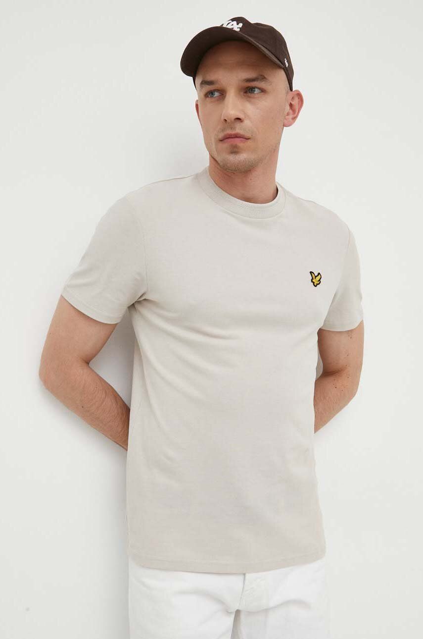 Lyle & Scott tricou din bumbac culoarea bej, neted