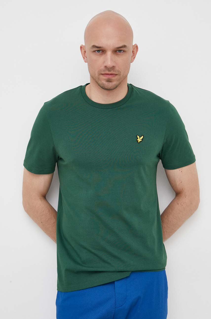 

Хлопковая футболка Lyle & Scott цвет зелёный однотонный