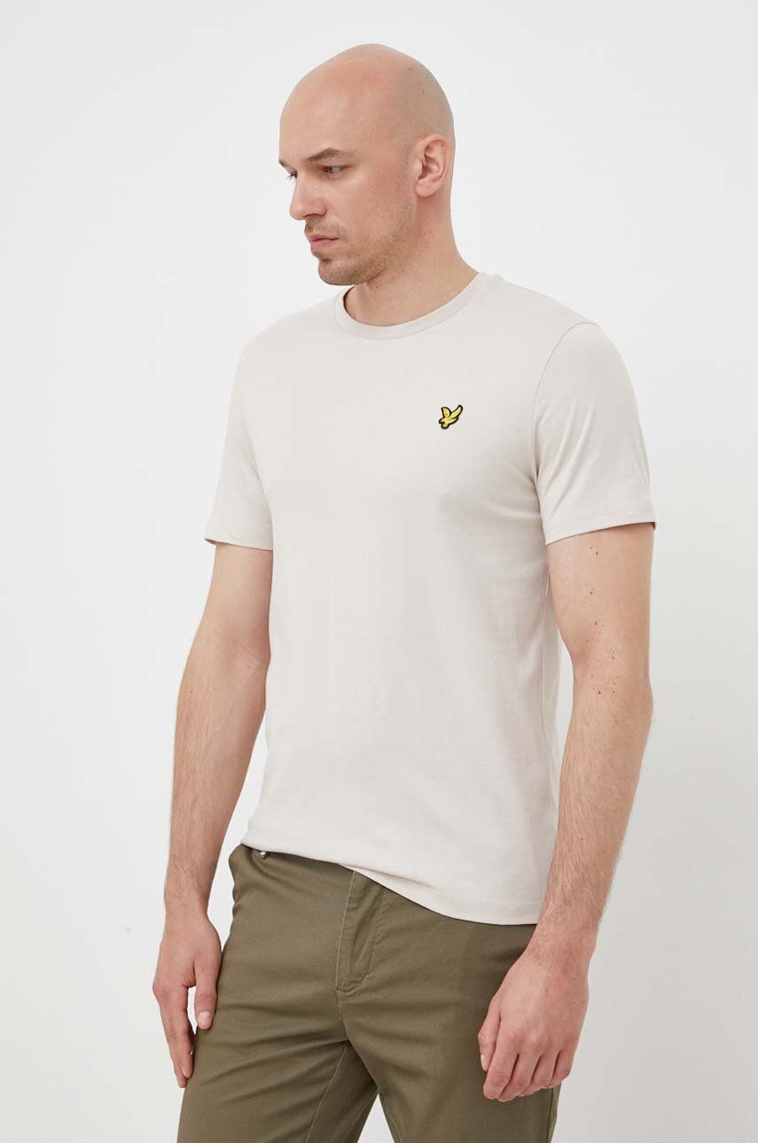 

Бавовняна футболка Lyle & Scott колір бежевий однотонний