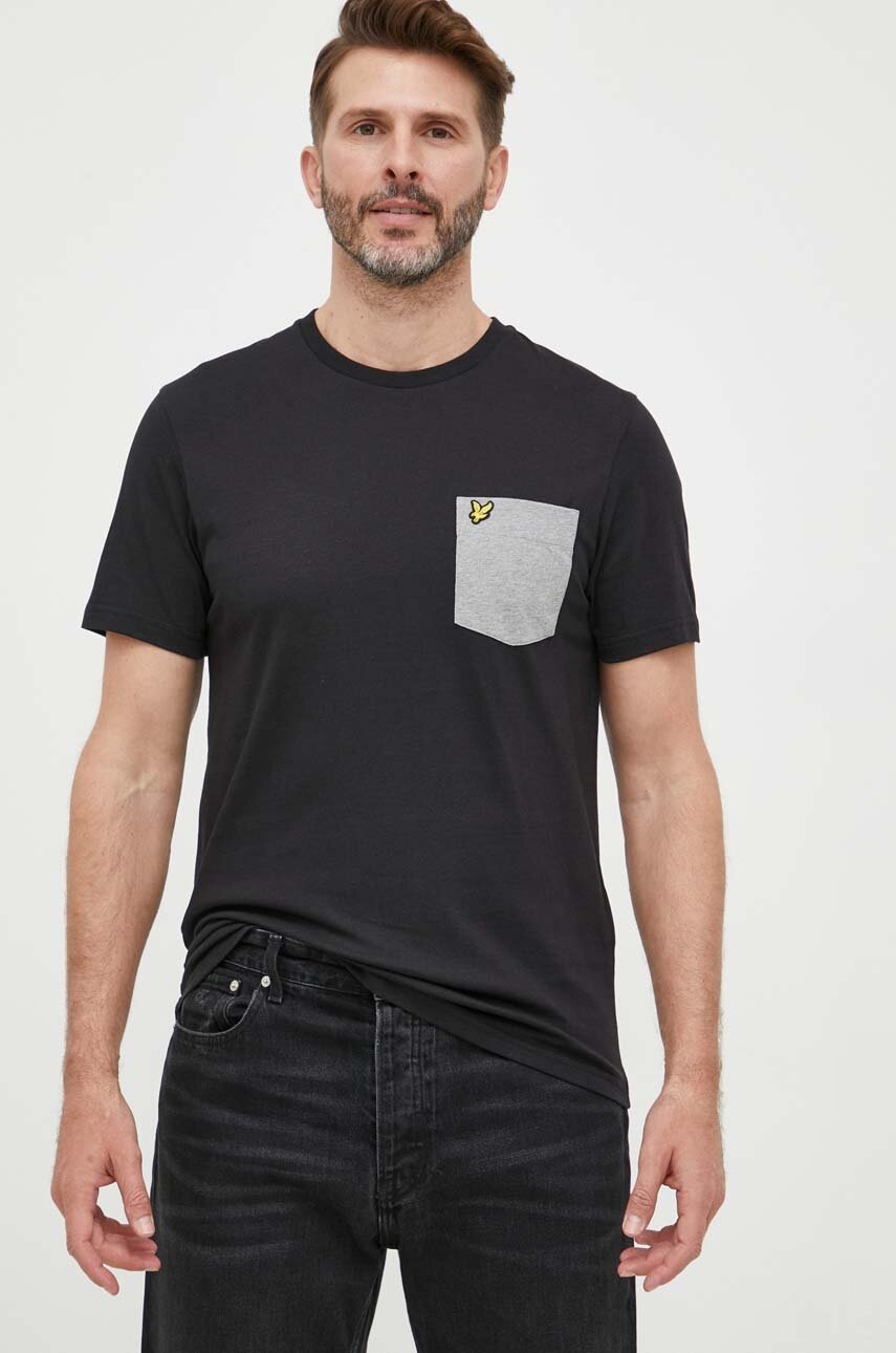 

Бавовняна футболка Lyle & Scott колір чорний однотонний