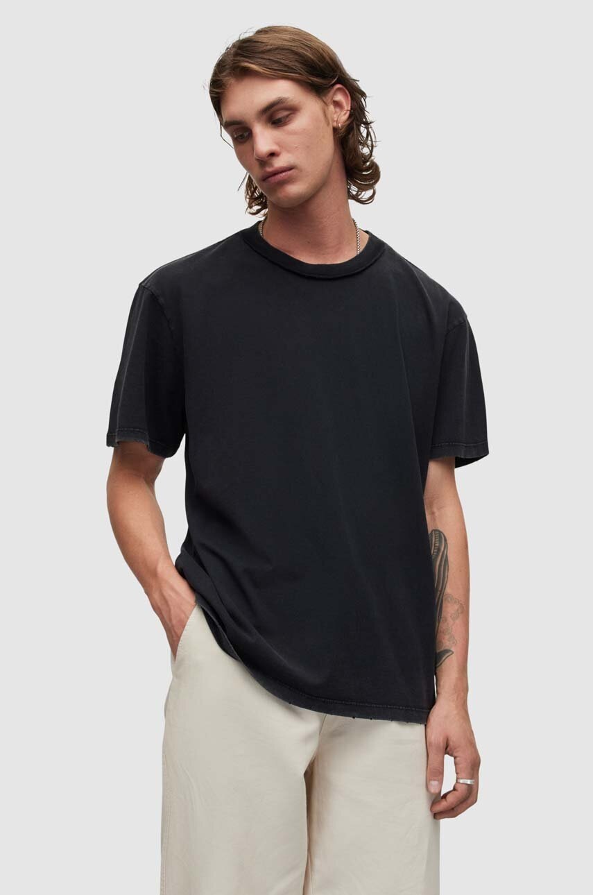 

Бавовняна футболка AllSaints колір чорний однотонний