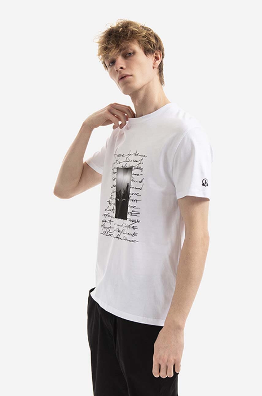 Neil Barett tricou din bumbac Festival culoarea alb, cu imprimeu BJT063S.S544S.3154-White Neil Barett tricou din bumbac Festival culoarea alb, cu imprimeu BJT063S.S544S.3154-White