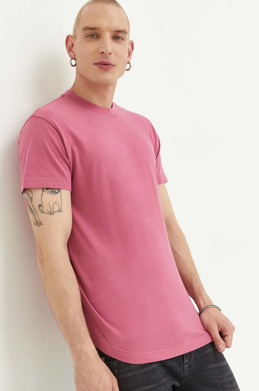 

Тениска Abercrombie & Fitch в розово с изчистен дизайн, Розов