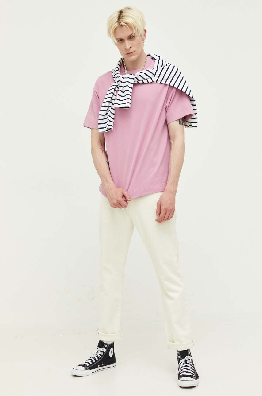 Bavlněné tričko Abercrombie & Fitch růžová barva - růžová -  100 % Bavlna