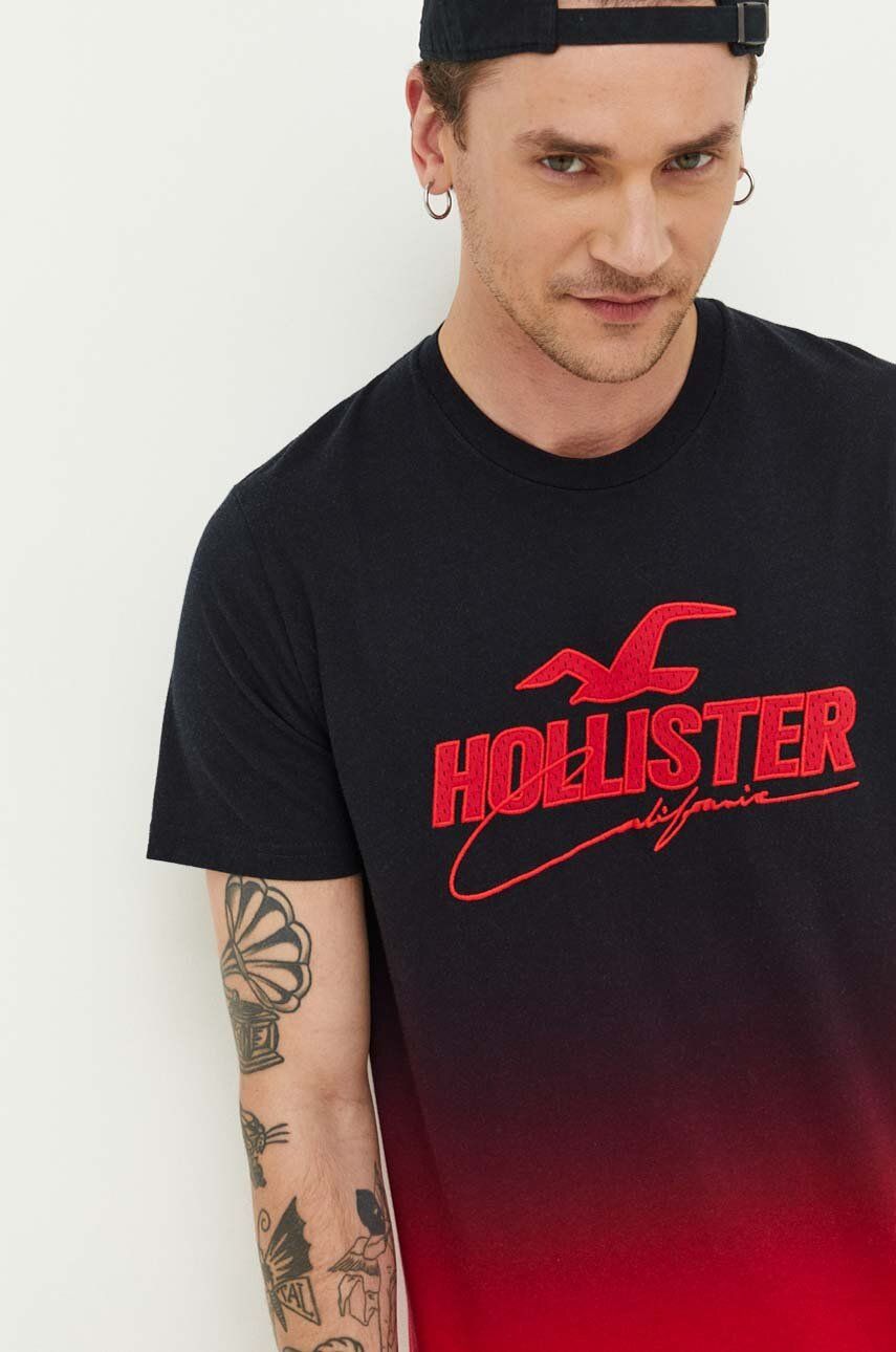 Hollister Co. tricou din bumbac culoarea negru, modelator