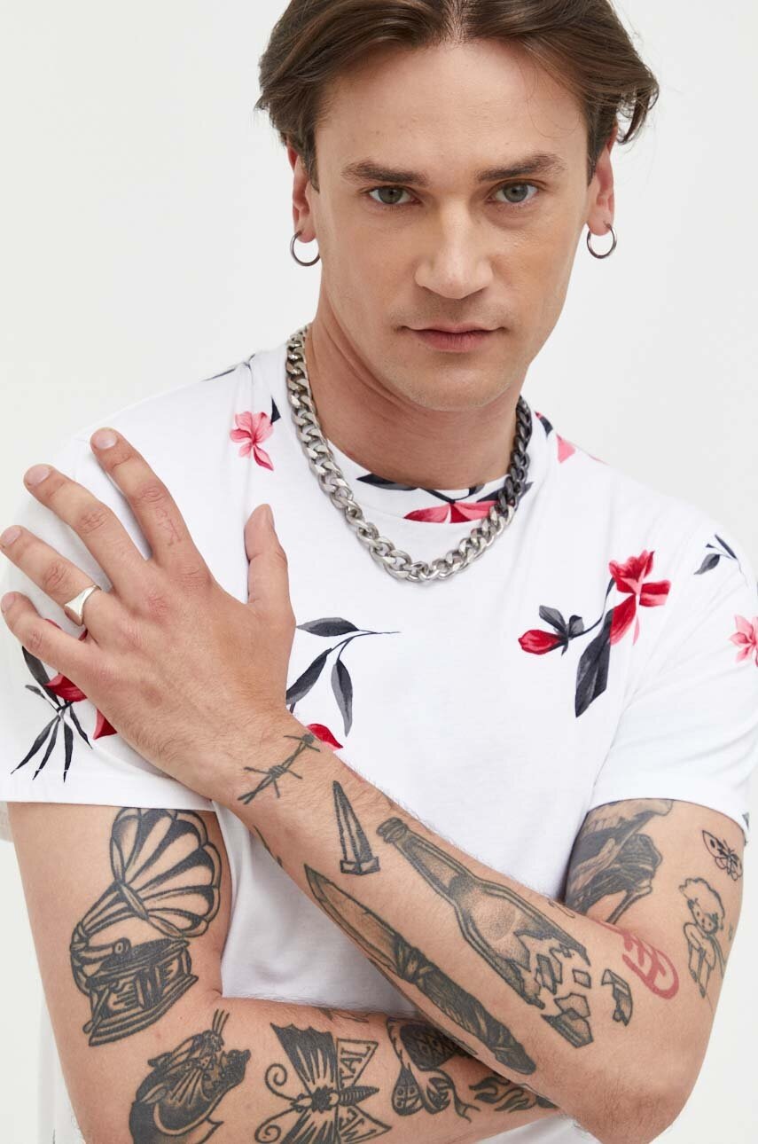 

Памучна тениска Hollister Co. в бяло с принт, Бял