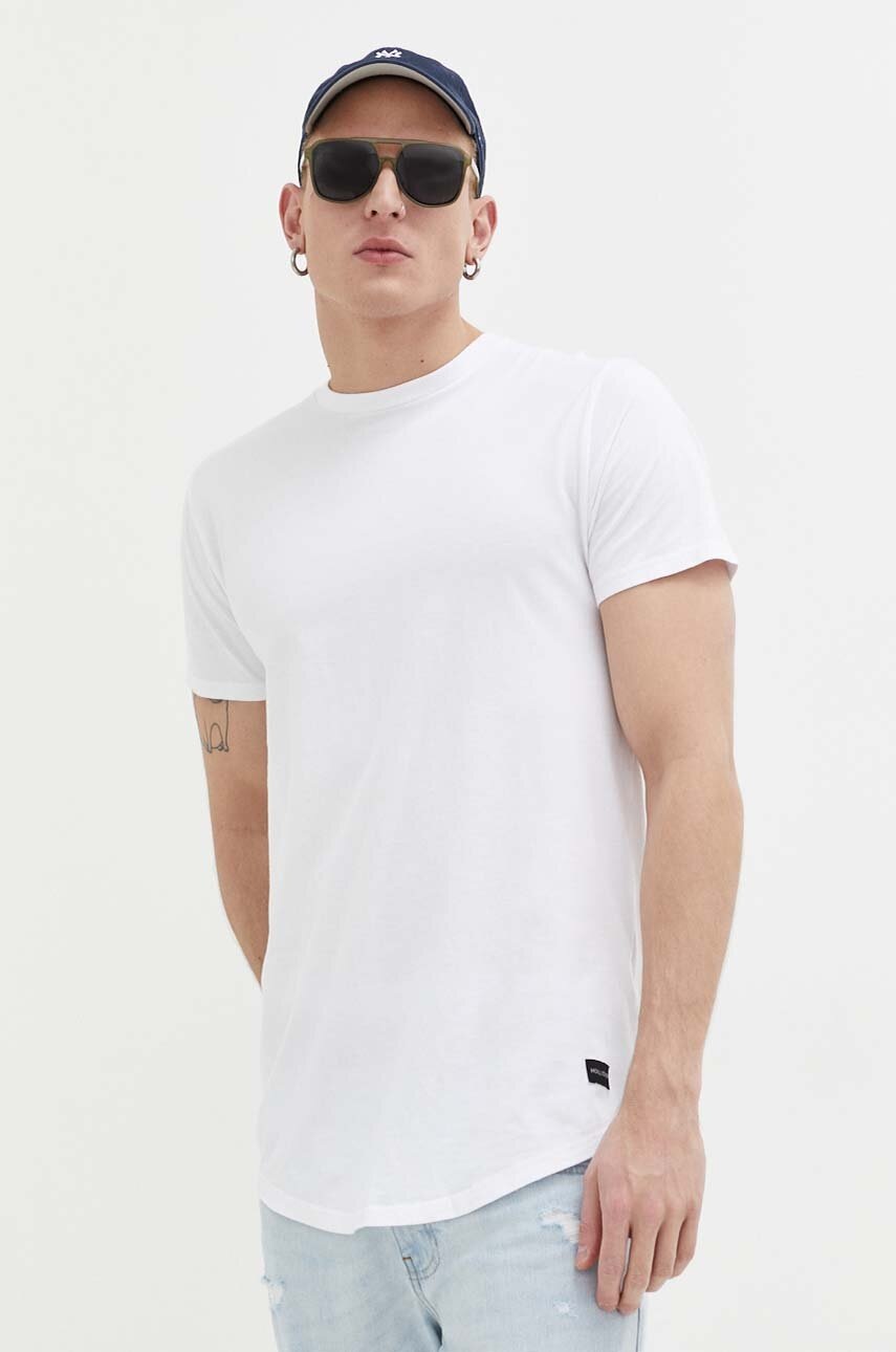 

Памучна тениска Hollister Co. в бяло с изчистен дизайн, Бял