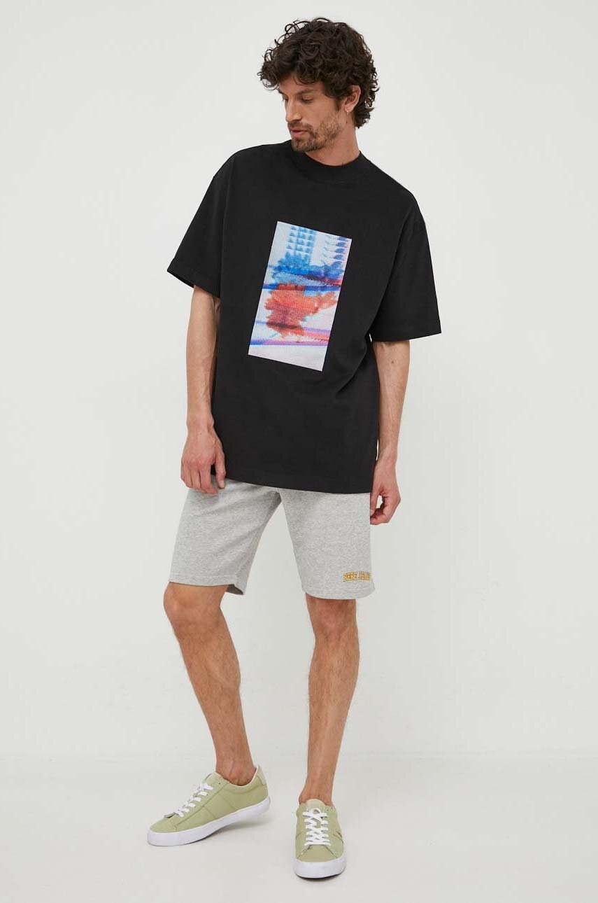 

Памучна тениска Calvin Klein Jeans в черно с принт, Черен