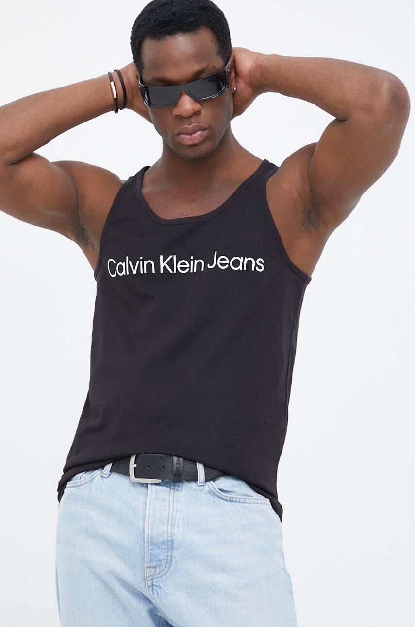 

Памучен топ Calvin Klein Jeans в черно J30J323099, Черен