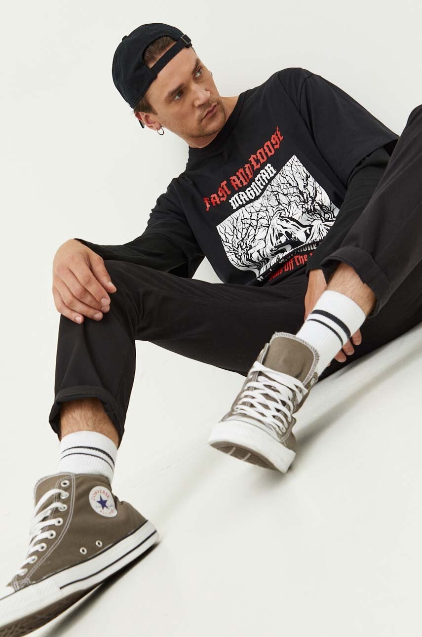 

Хлопковая футболка Vans Fast and Loose цвет чёрный узорная