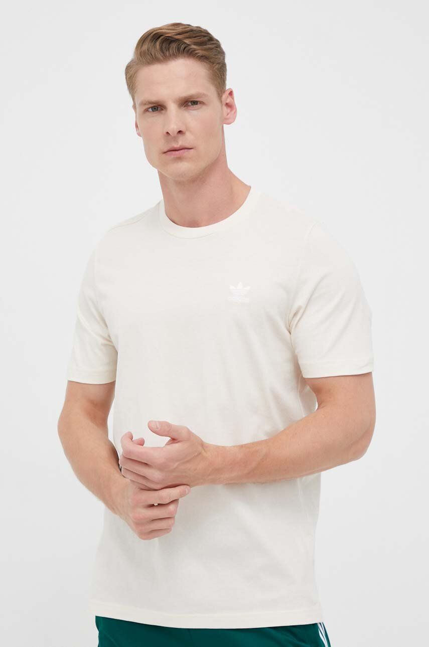 Bavlněné tričko adidas Originals béžová barva, s aplikací - béžová -  100 % Bavlna