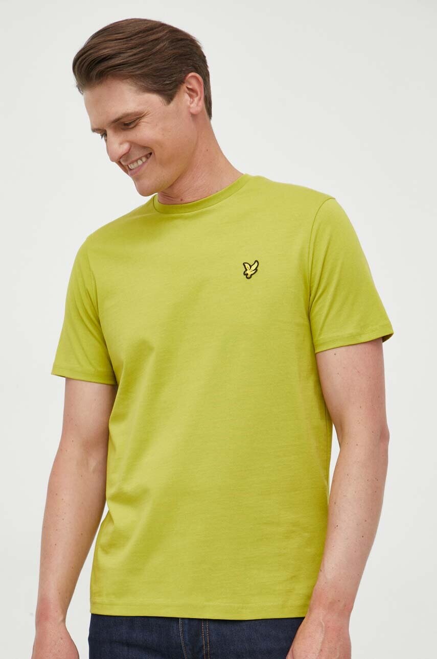 

Бавовняна футболка Lyle & Scott колір зелений однотонний