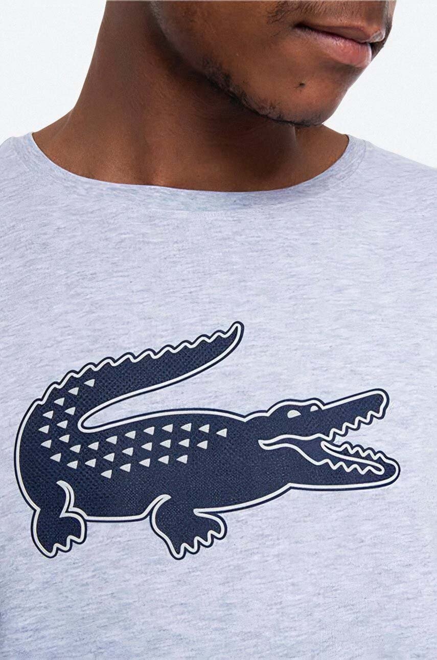 Футболка Lacoste Koszulka Lacoste Tee-shirt TH2042 MNC чоловіча колір сірий з принтом 