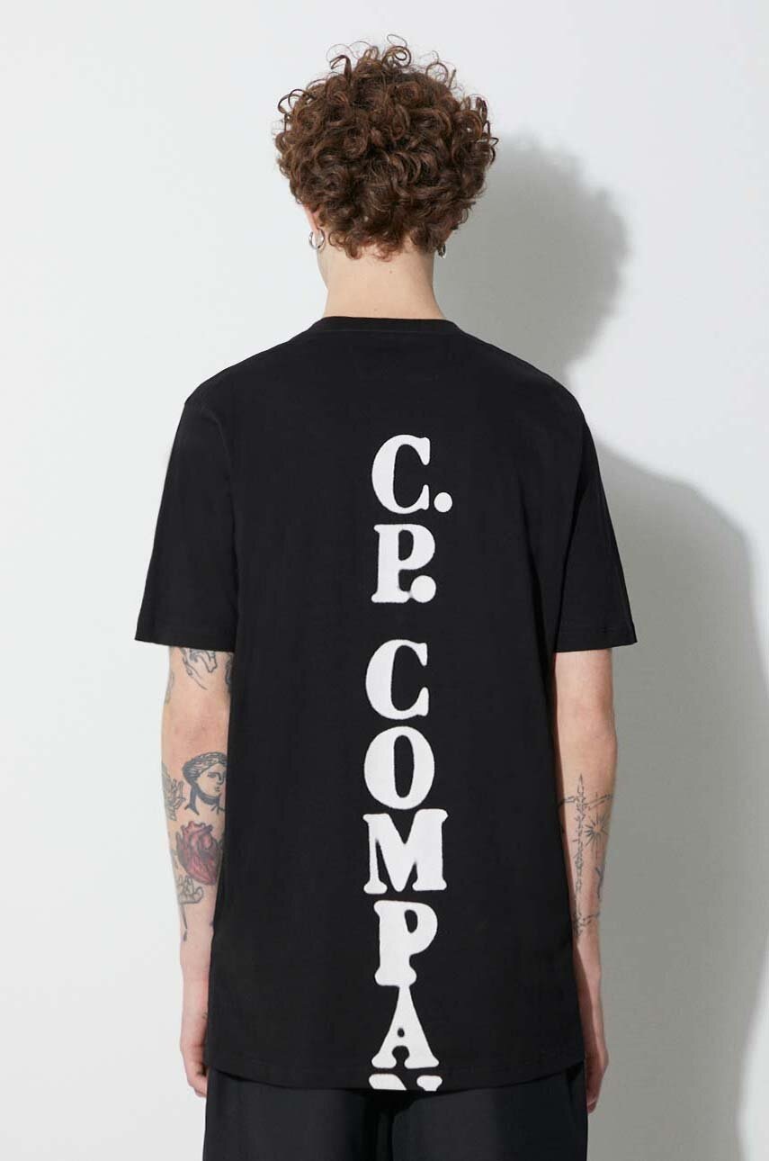 

Бавовняна футболка C.P. Company колір чорний з принтом